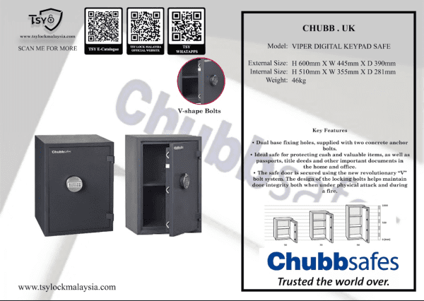 Chubbsafe Safety Box (Viper Digital Keypad Safe) - TSY Locksmith Selangor & Kuala Lumpur