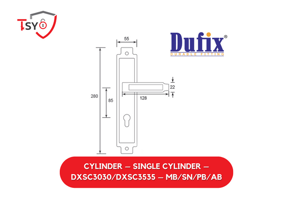 Dufix Cylinder (DXSC3030/DXSC3535-MB/SN/PB/AB) - TSY Locksmith Selangor & Kuala Lumpur