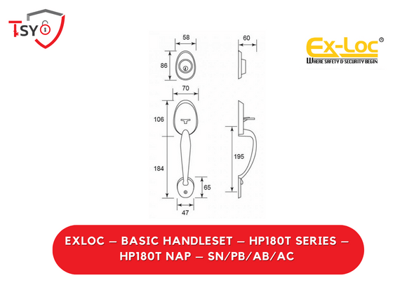 Ex Loc Basic Handleset (HP180T NAP-SN/PB/AB/AC) - TSY Locksmith Selangor & Kuala Lumpur