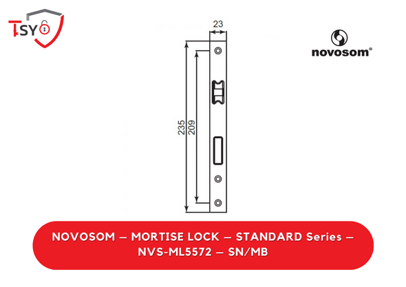 Novosom Mortise Lock (NVS-ML5572-SN/MB) - TSY Locksmith Selangor & Kuala Lumpur
