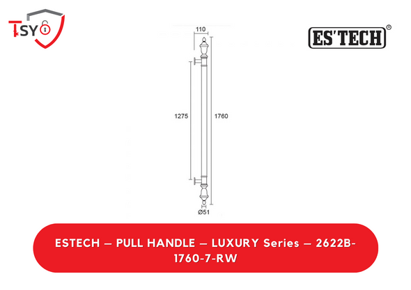 Es Tech Pull Handle (2622B-1760-7-RW) - TSY Locksmith Selangor & Kuala Lumpur