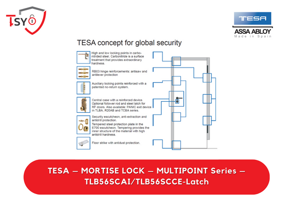 Tesa Mortise Lock (TLB56SCAI/TLB56SCCE-Latch) - TSY Locksmith Selangor & Kuala Lumpur