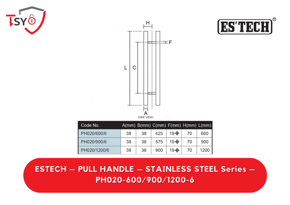 Es Tech Pull Handle (PH020-600/900/1200-6) - TSY Locksmith Selangor & Kuala Lumpur