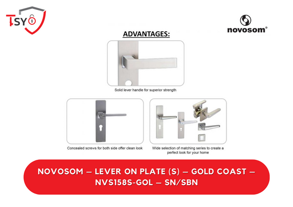 Novosom Lever on Plate (NVS158S-GOL-SN/SBN) - TSY Locksmith Selangor & Kuala Lumpur
