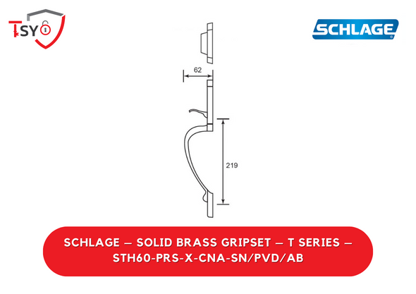 Schlage Solid Brass Gripset (STH60-PRS-X-CNA-SN/PVD/AB) - TSY Locksmith Selangor & Kuala Lumpur