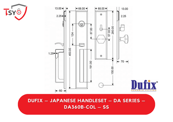 Dufix Japanese Handleset (DA360B-COL-SS) - TSY Locksmith Selangor & Kuala Lumpur