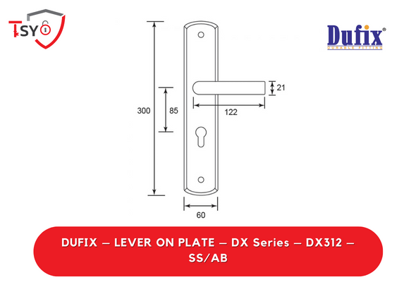 Dufix Lever on Plate (DX312-SS/AB) - TSY Locksmith Selangor & Kuala Lumpur