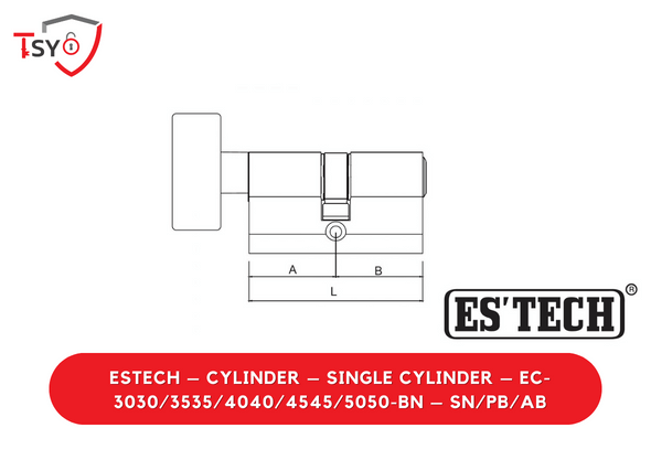 Es Tech Cylinder (EC-3030/3535/4040/4545/5050-BN-SN/PB/AB) - TSY Locksmith Selangor & Kuala Lumpur