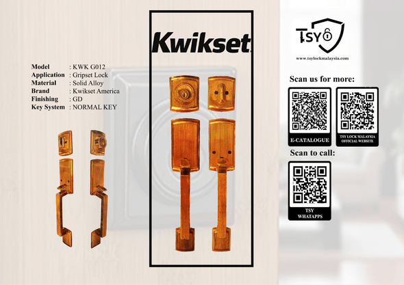 Kwikset Gripset Lock (KWK G012 GD) - TSY Locksmith Selangor & Kuala Lumpur
